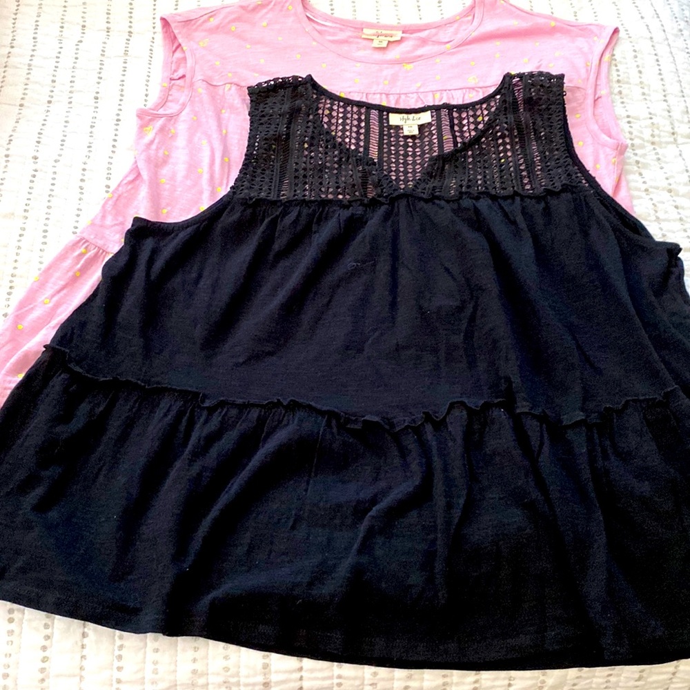 Style And Co Tiered Black and Pink Tee Bundle